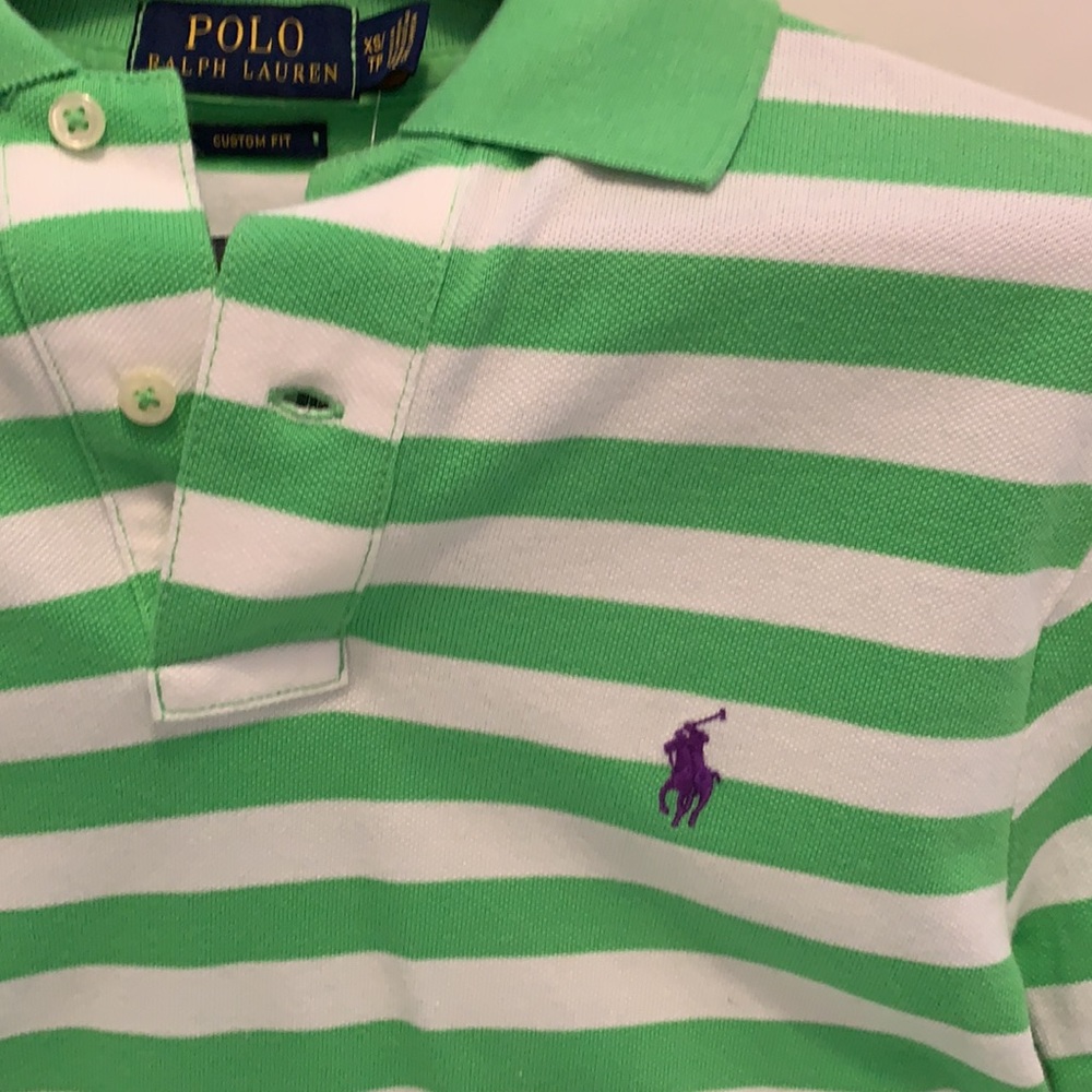 NWT Green Striped Polo Shirt - Picture 2 of 13